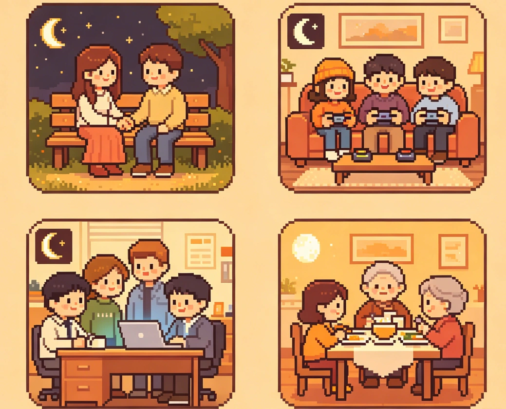 Moon phase compatibility applied to romantic friendship and professional relationship dynamics